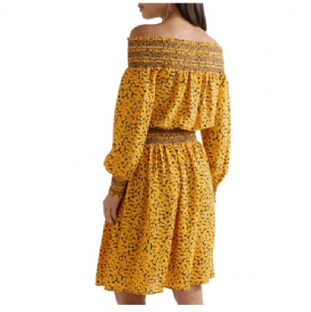  Hot Sale Customized off-The-Shoulder Printed Stretch-Crepe Dress	