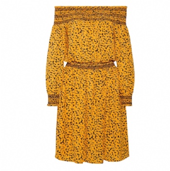  Hot Sale Customized off-The-Shoulder Printed Stretch-Crepe Dress	