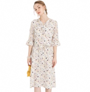 Women Custom Design Printed Silk Dress