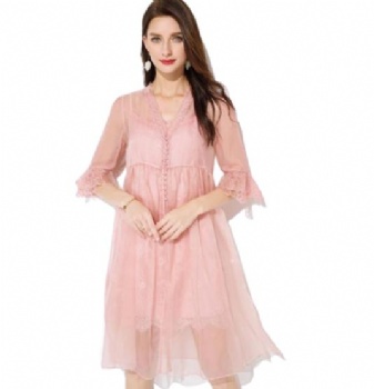  Women Pink Silk Dress	